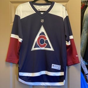 L/XL.  Authentic Reebok NHL Colorado Avalanche Jersey.
